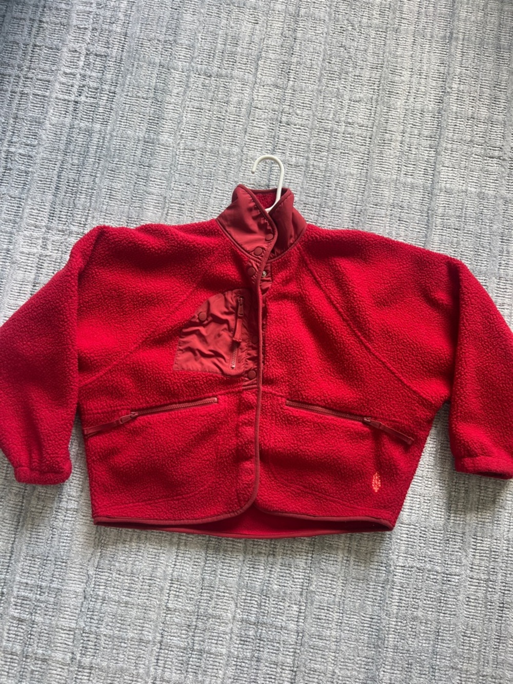 Free People “Hit the Slopes” Red Fleece Jacket